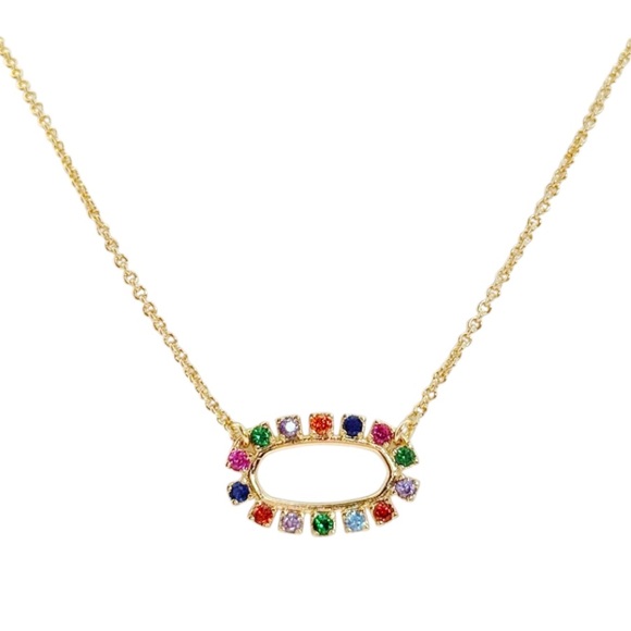 Kendra Scott Elisa Gold Tone Open Frame Necklace in Multi Crystal. NWOT - Picture 1 of 8